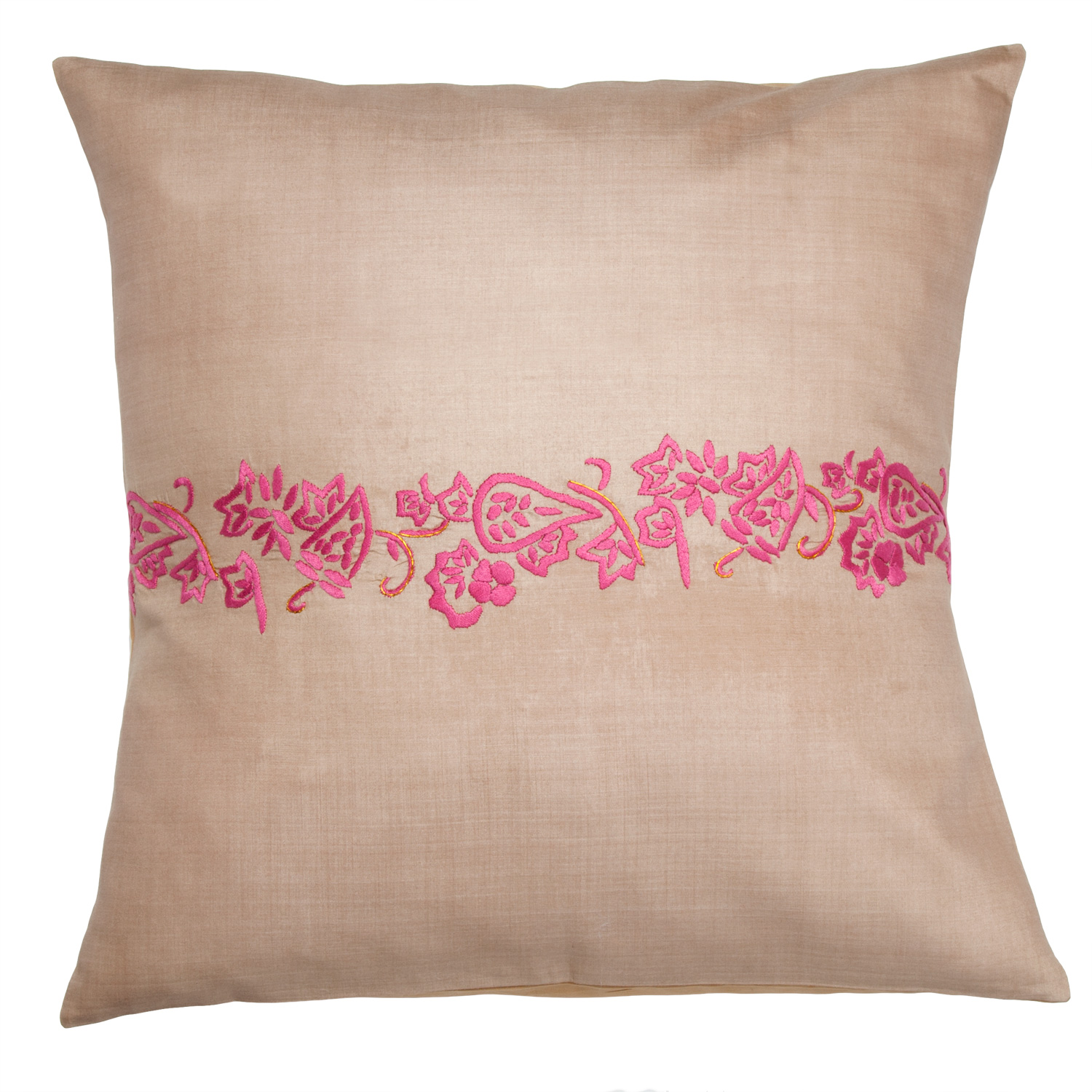 Bela Pillow Cover - Tan/Fuchsia